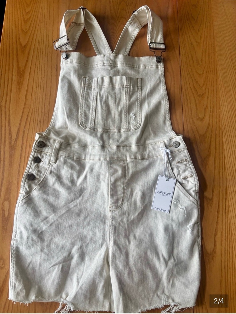 NEW with Tags! Judy Blue Cream Denim Overall Shorts